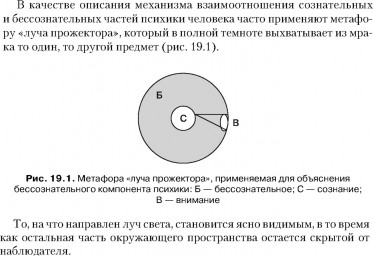 Таблица №10: Метафора «луча прожектора», применяемая для объяснения бессознательного компонента психики