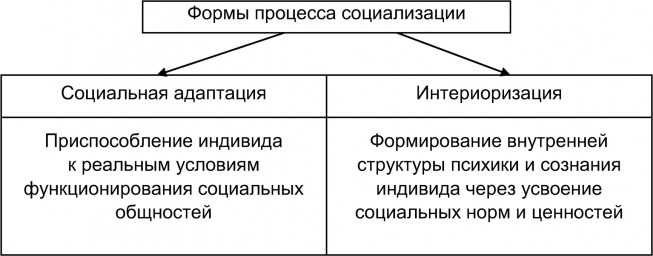 Таблица №3: Формы процесса социализации (социальная адаптация, интериоризация)