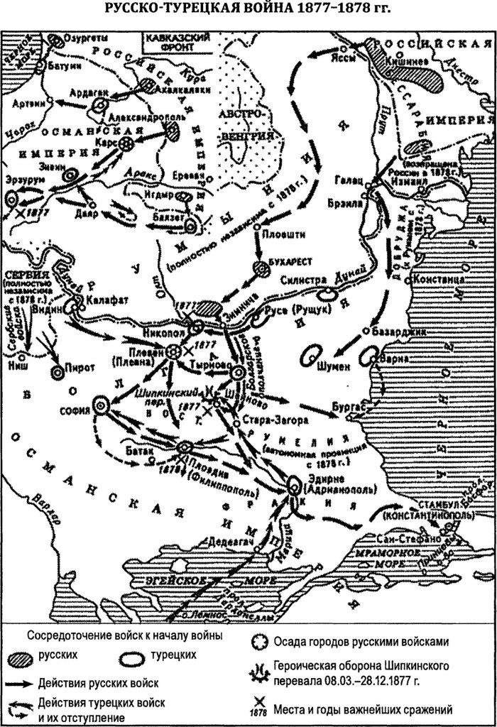 Русско-турецкая война 1877-1878 гг., карта