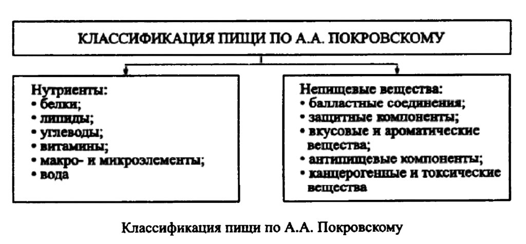 Классификация пищи по А.А. Покровскому