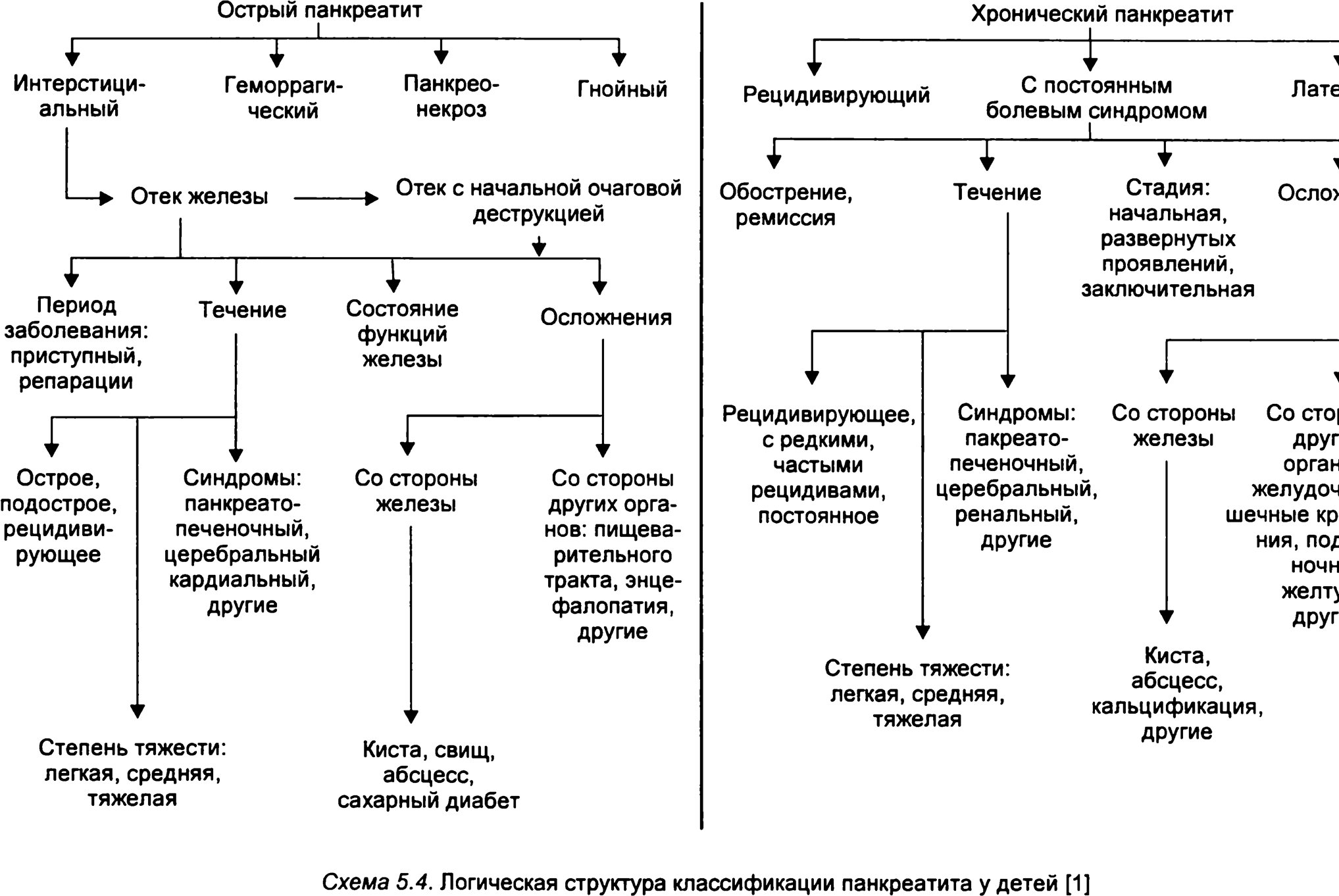Логическая структура классификации панкреатита у детей